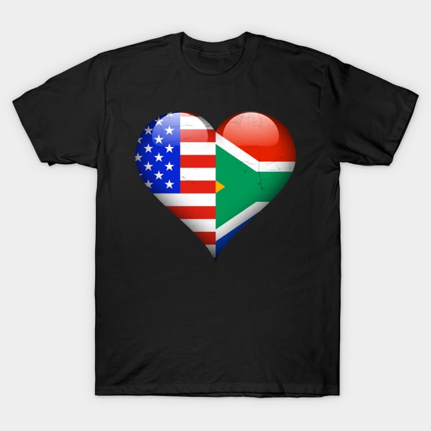 Half American Half South African - Gift for South African From South Africa T-Shirt by Country Flags